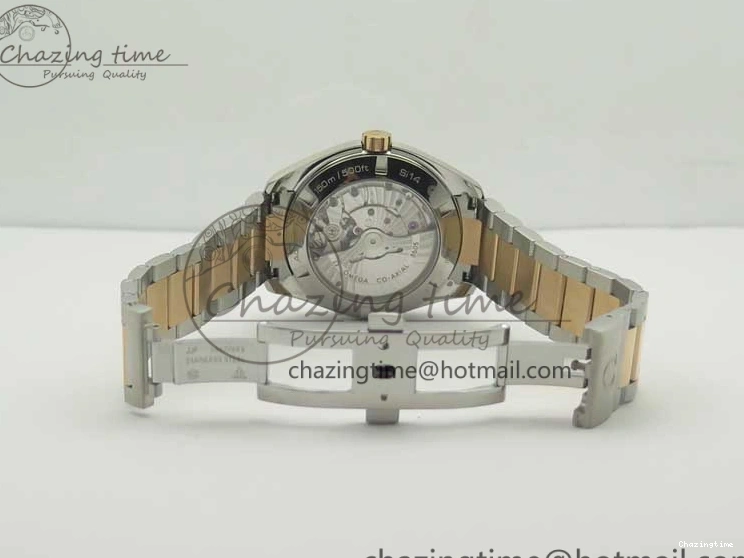 0511 Aqua Terra 150M GMT SS RG VSF 1:1 Best Edition Brown Textured Dial on SS RG Bracelet A8605 Super Clone Original 8058